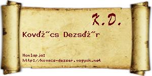 Kovács Dezsér névjegykártya